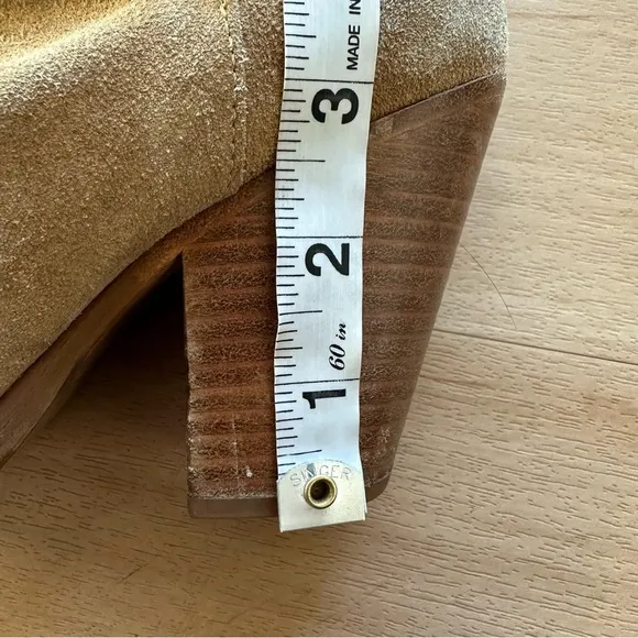 Rag &amp; Bone Camel Suede Harrow Bootie Leather Ankle Wrap Strap Boots