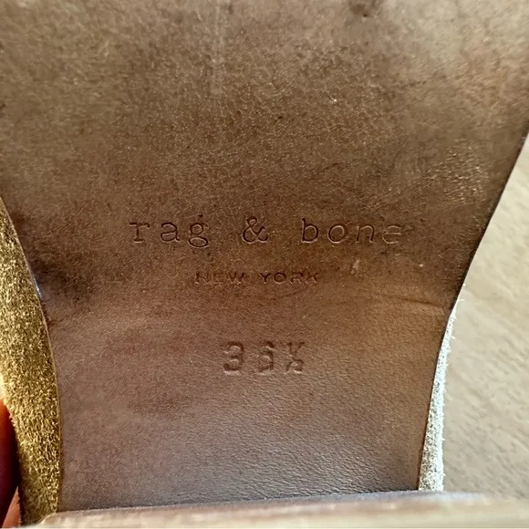 Rag &amp; Bone Camel Suede Harrow Bootie Leather Ankle Wrap Strap Boots