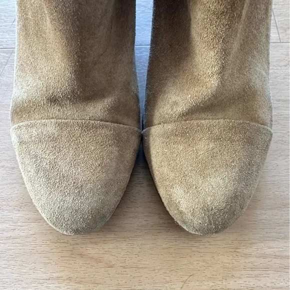 Rag &amp; Bone Camel Suede Harrow Bootie Leather Ankle Wrap Strap Boots