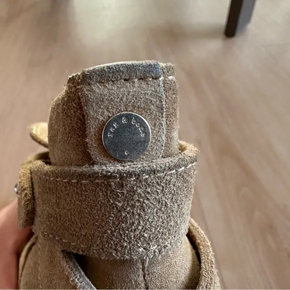 Rag &amp; Bone Camel Suede Harrow Bootie Leather Ankle Wrap Strap Boots