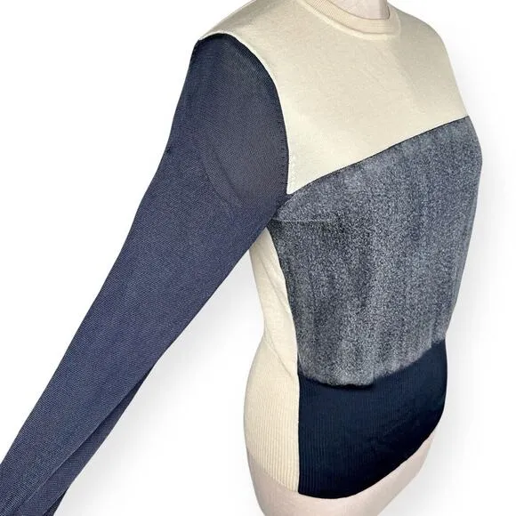 RAG &amp; BONE Wool Blend Colorblock Sweater Marissa Sheer Sleeve Contemporary Chic