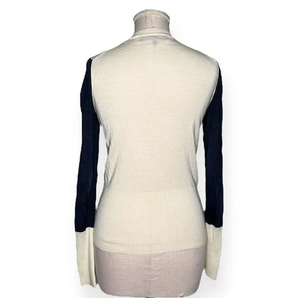 RAG &amp; BONE Wool Blend Colorblock Sweater Marissa Sheer Sleeve Contemporary Chic