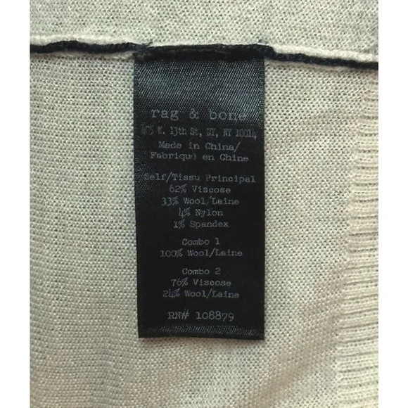 RAG &amp; BONE Wool Blend Colorblock Sweater Marissa Sheer Sleeve Contemporary Chic