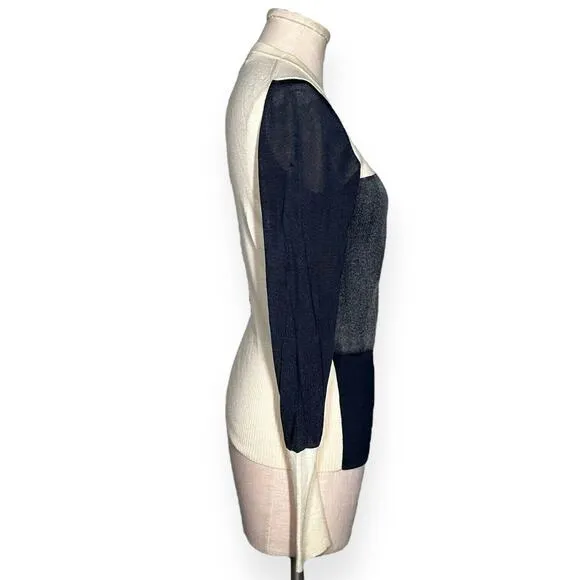 RAG &amp; BONE Wool Blend Colorblock Sweater Marissa Sheer Sleeve Contemporary Chic