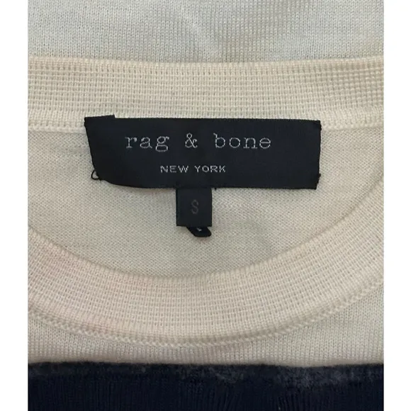 RAG &amp; BONE Wool Blend Colorblock Sweater Marissa Sheer Sleeve Contemporary Chic