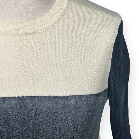 RAG &amp; BONE Wool Blend Colorblock Sweater Marissa Sheer Sleeve Contemporary Chic