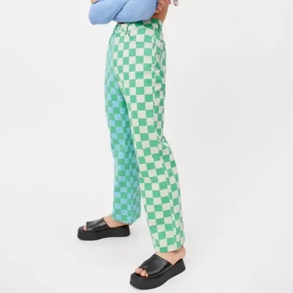 Ragged Priest Colorblock Checkered Dad Jean