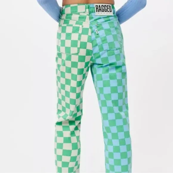 Ragged Priest Colorblock Checkered Dad Jean