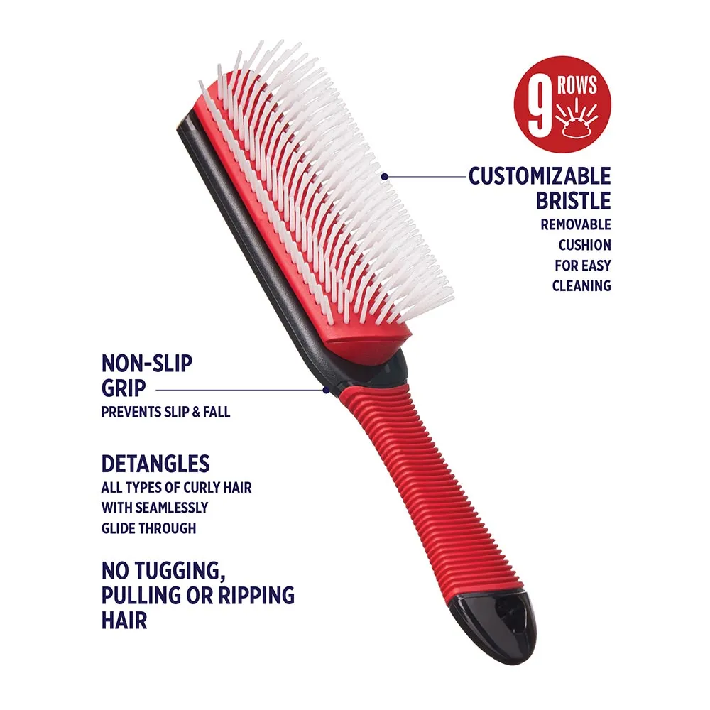 RED 9 Row Detangle Brush (BSH41)