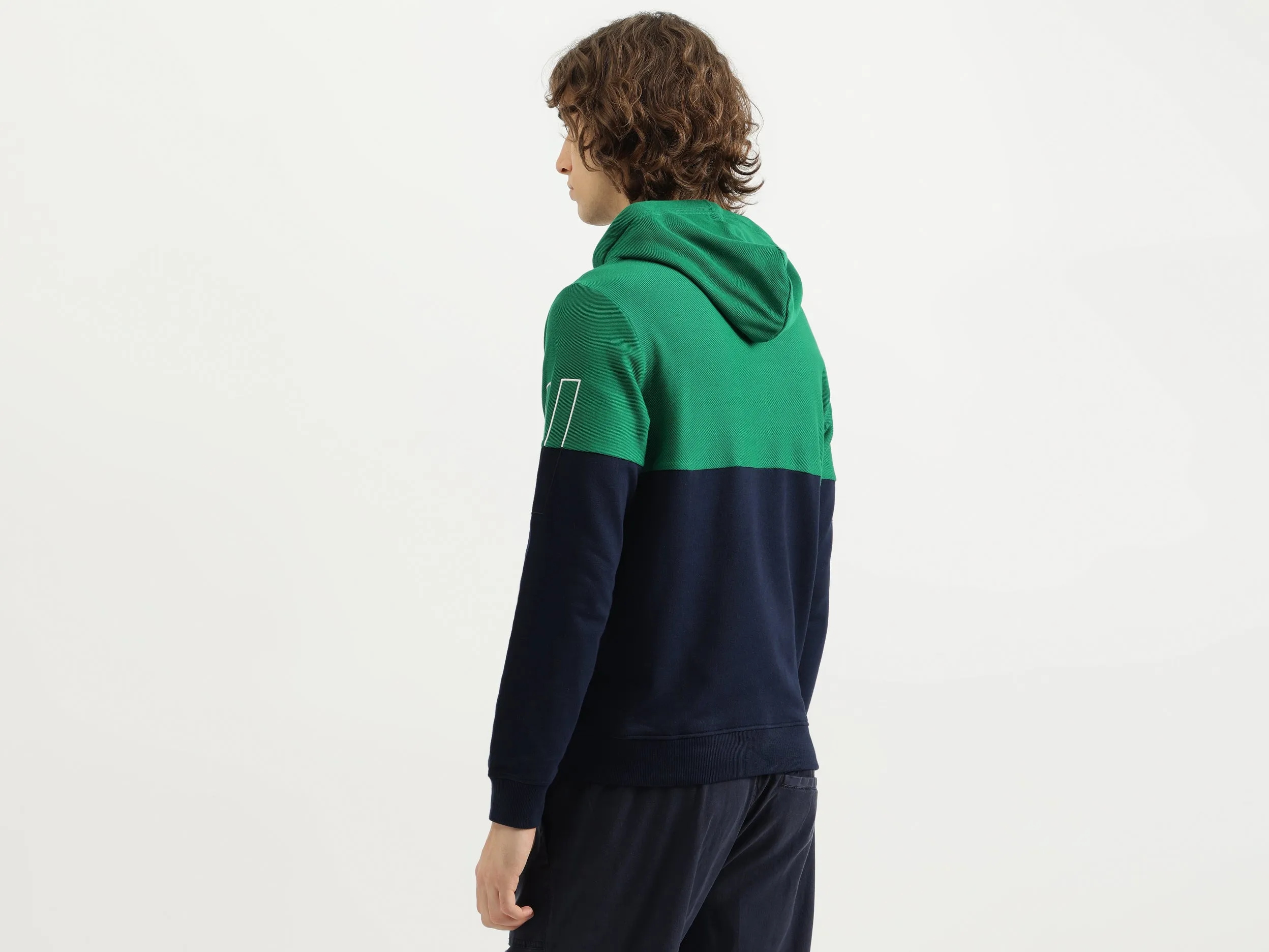 Regular Fit Hooded Neck Colorblock Sweatshirt