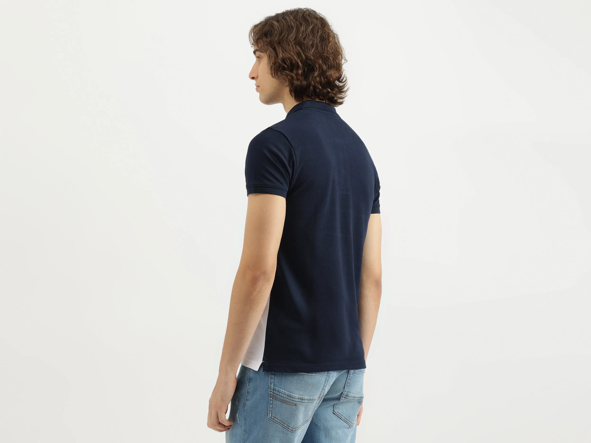Regular Fit Polo Neck Colorblock Tshirt