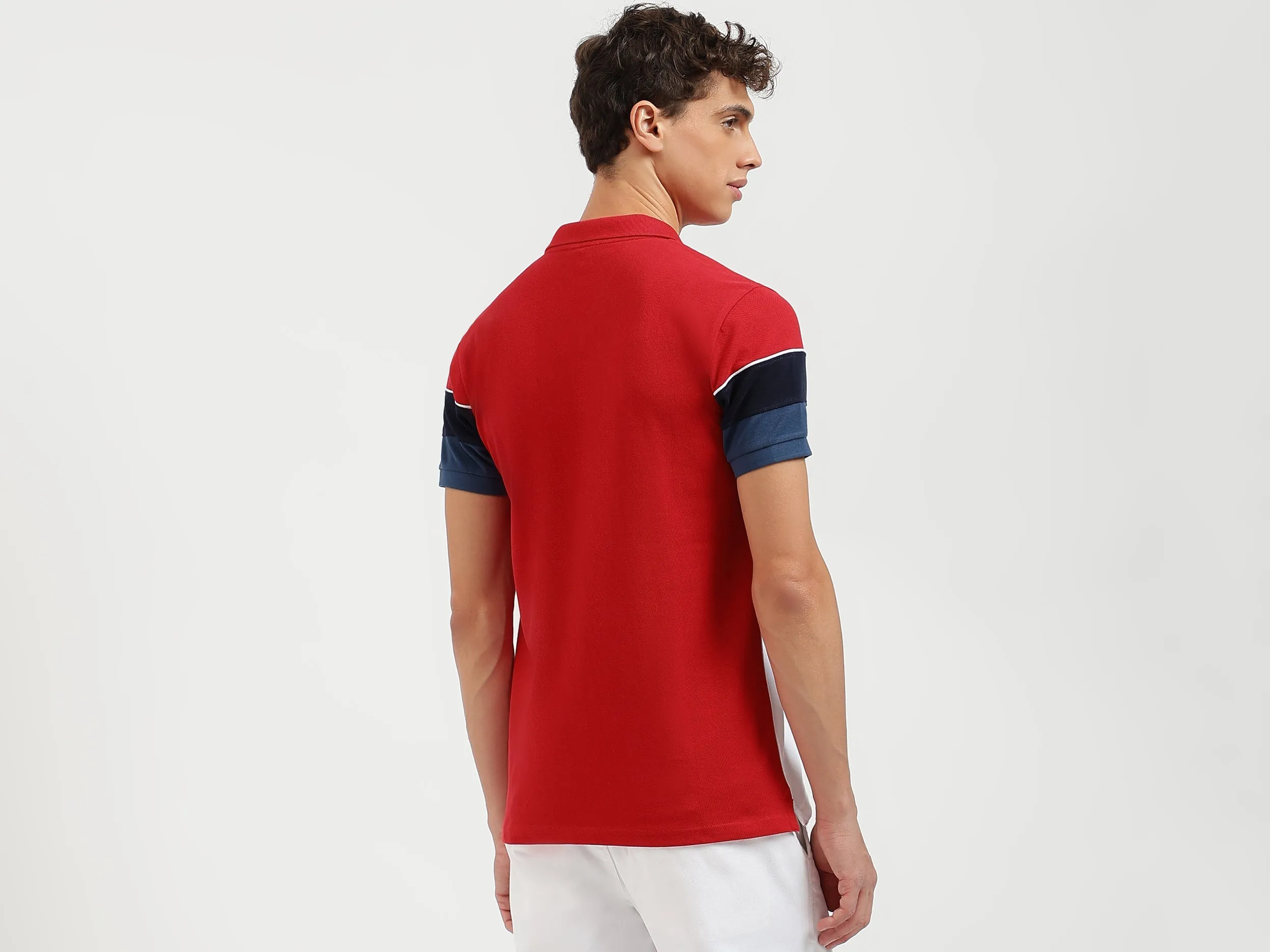 Regular Fit Polo Neck Colorblock Tshirt