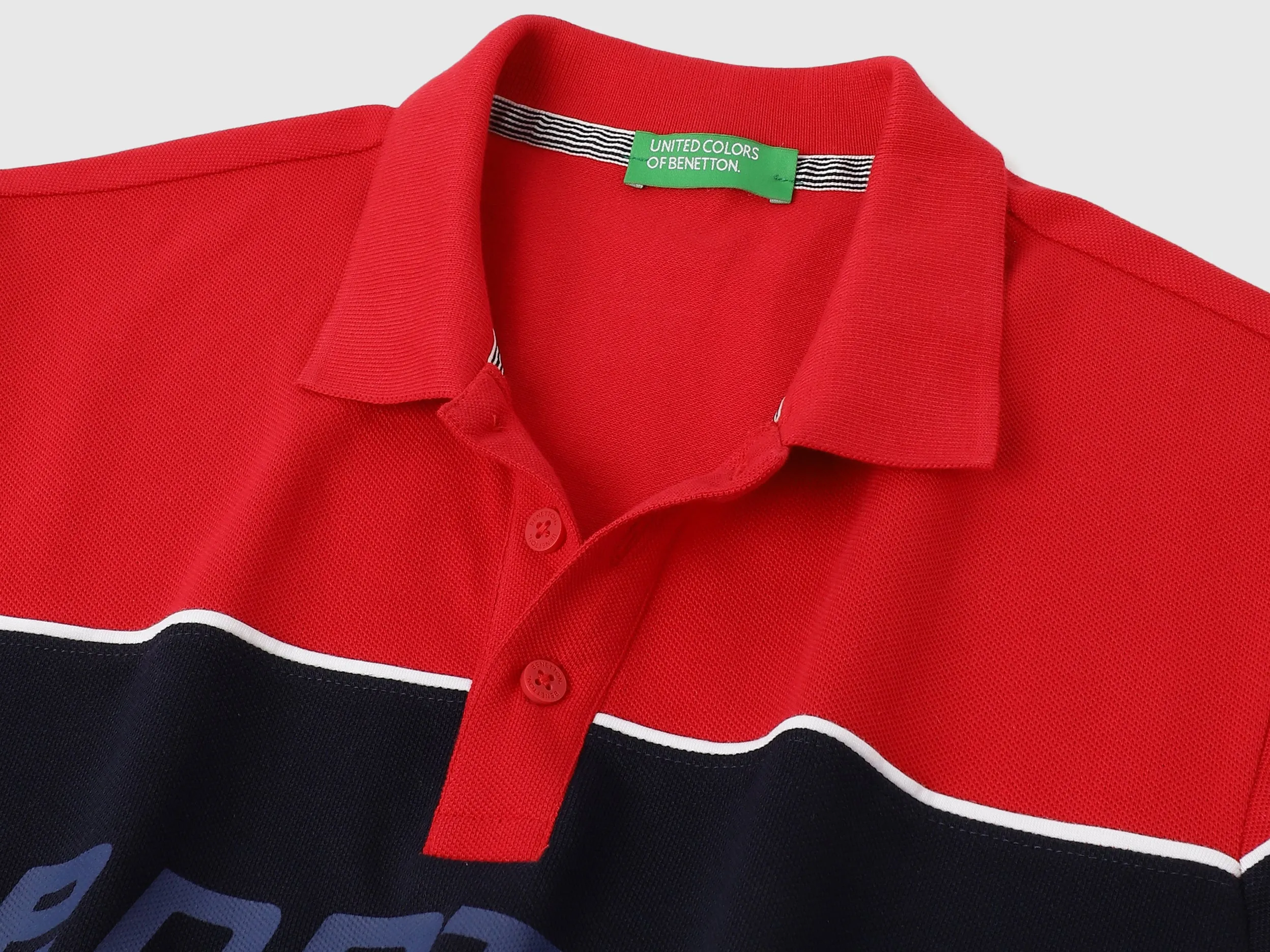 Regular Fit Polo Neck Colorblock Tshirt