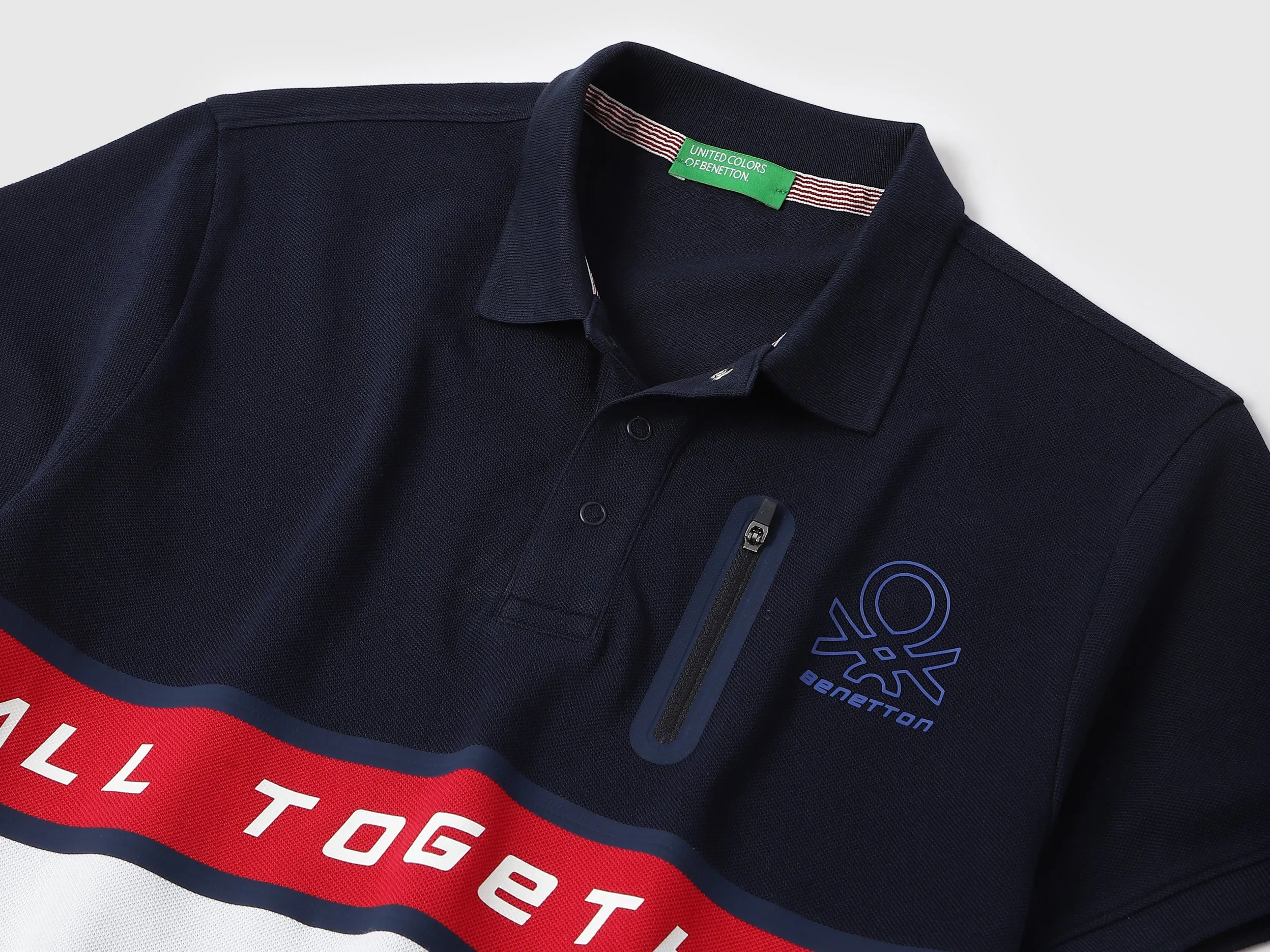 Regular Fit Polo Neck Colorblock Tshirt