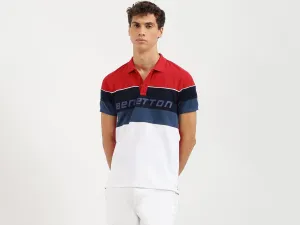 Regular Fit Polo Neck Colorblock Tshirt