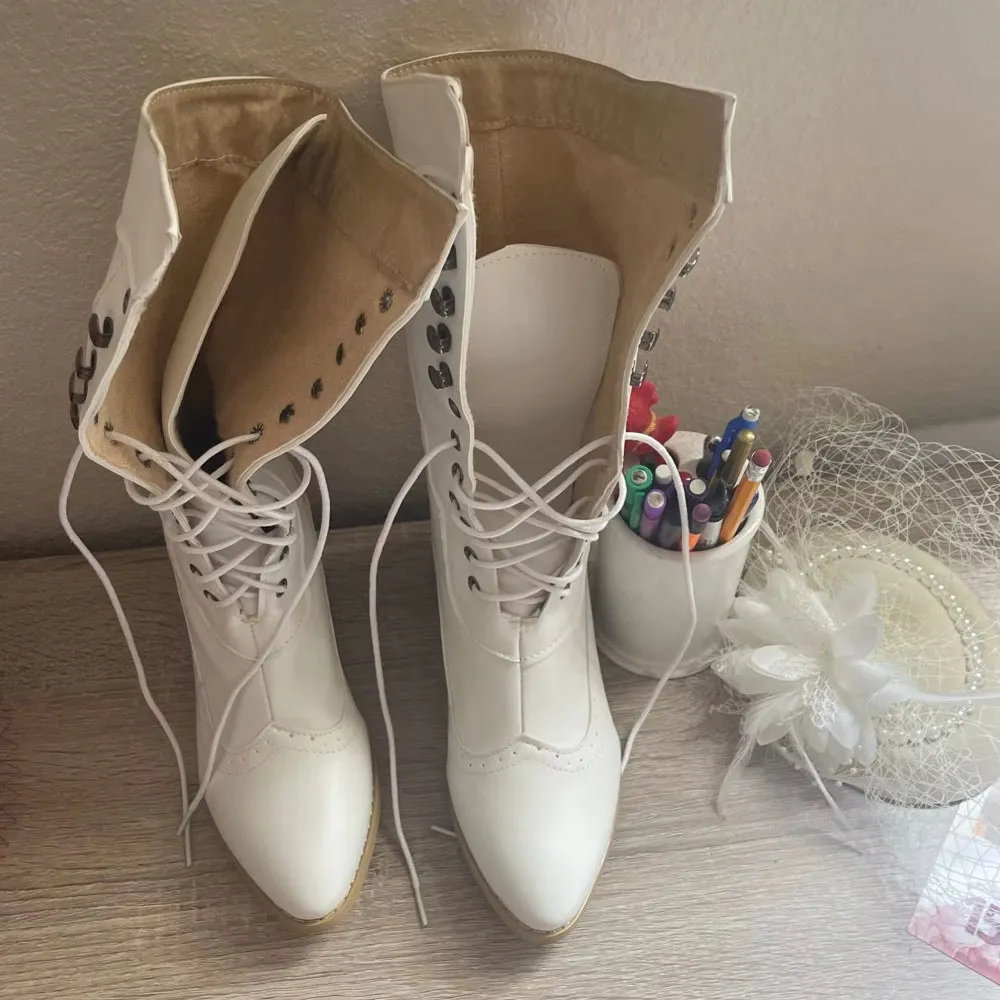 Retro Knight Boots Lady Cosplayer Heel Shoe