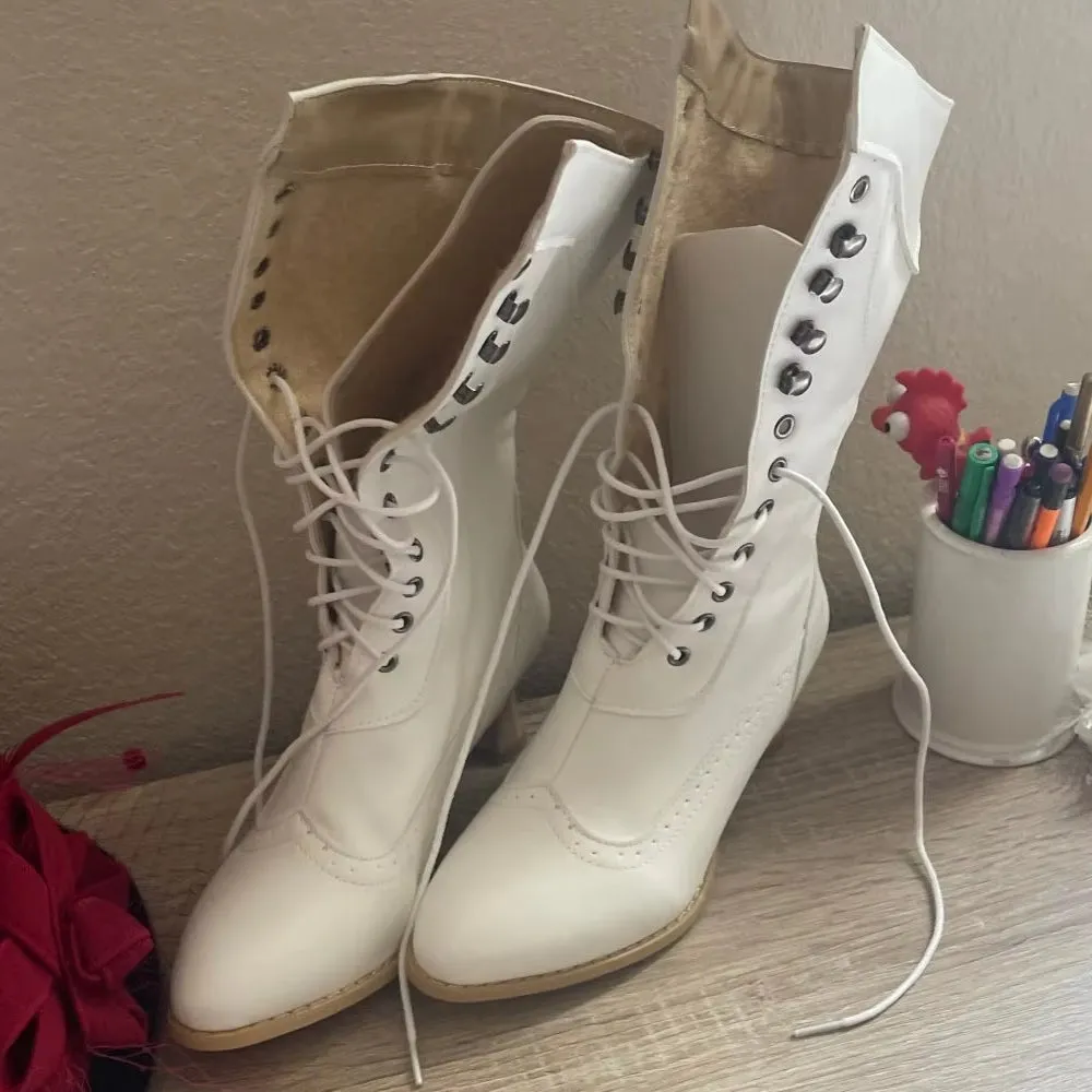 Retro Knight Boots Lady Cosplayer Heel Shoe