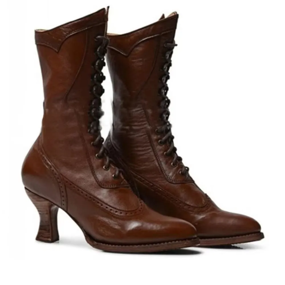 Retro Knight Boots Lady Cosplayer Heel Shoe