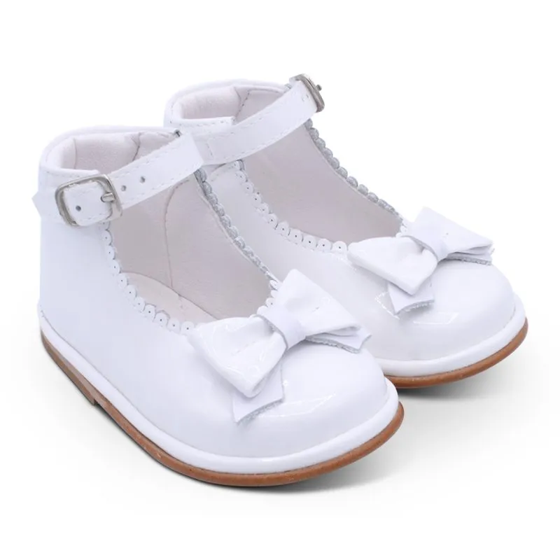 'Ruby' Girls White Patent Ankle Strap Shoes