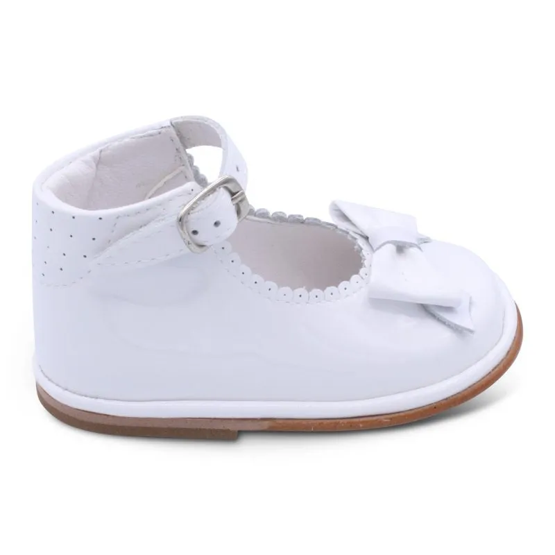 'Ruby' Girls White Patent Ankle Strap Shoes