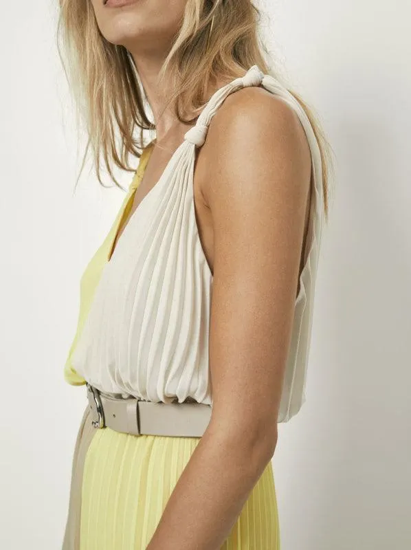 Ruelle Colorblock Dress Whisper Chalk