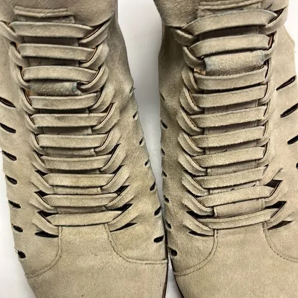 Sam Edelmann Beige Slip-On Suede Braided Booties with Buckles- Size 6.5