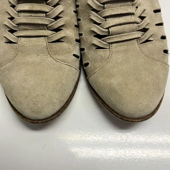 Sam Edelmann Beige Slip-On Suede Braided Booties with Buckles- Size 6.5