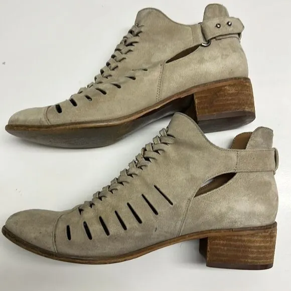 Sam Edelmann Beige Slip-On Suede Braided Booties with Buckles- Size 6.5