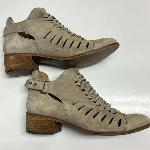 Sam Edelmann Beige Slip-On Suede Braided Booties with Buckles- Size 6.5