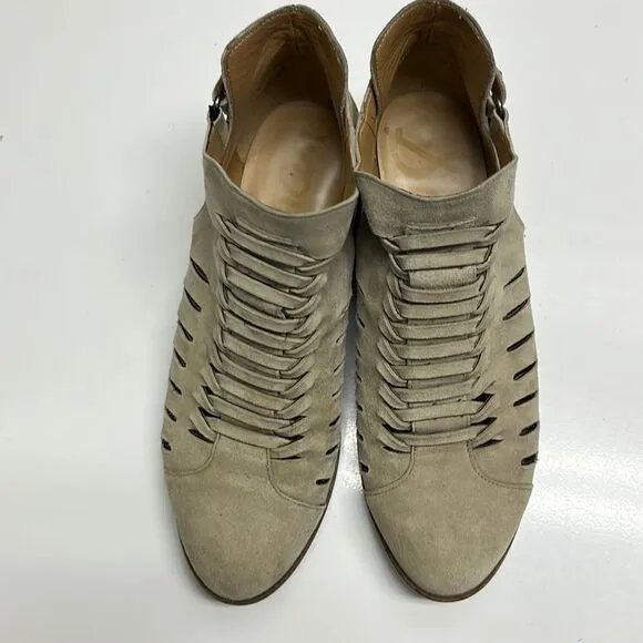 Sam Edelmann Beige Slip-On Suede Braided Booties with Buckles- Size 6.5