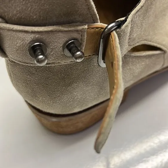 Sam Edelmann Beige Slip-On Suede Braided Booties with Buckles- Size 6.5