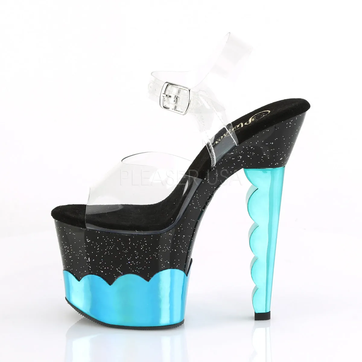 SCALLOP-708-2HGM  Clear/Black-Aqua Hologram