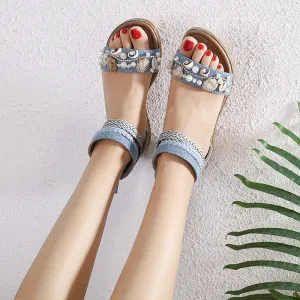 Sea Themed Strappy Ankle Sandals with Seashells