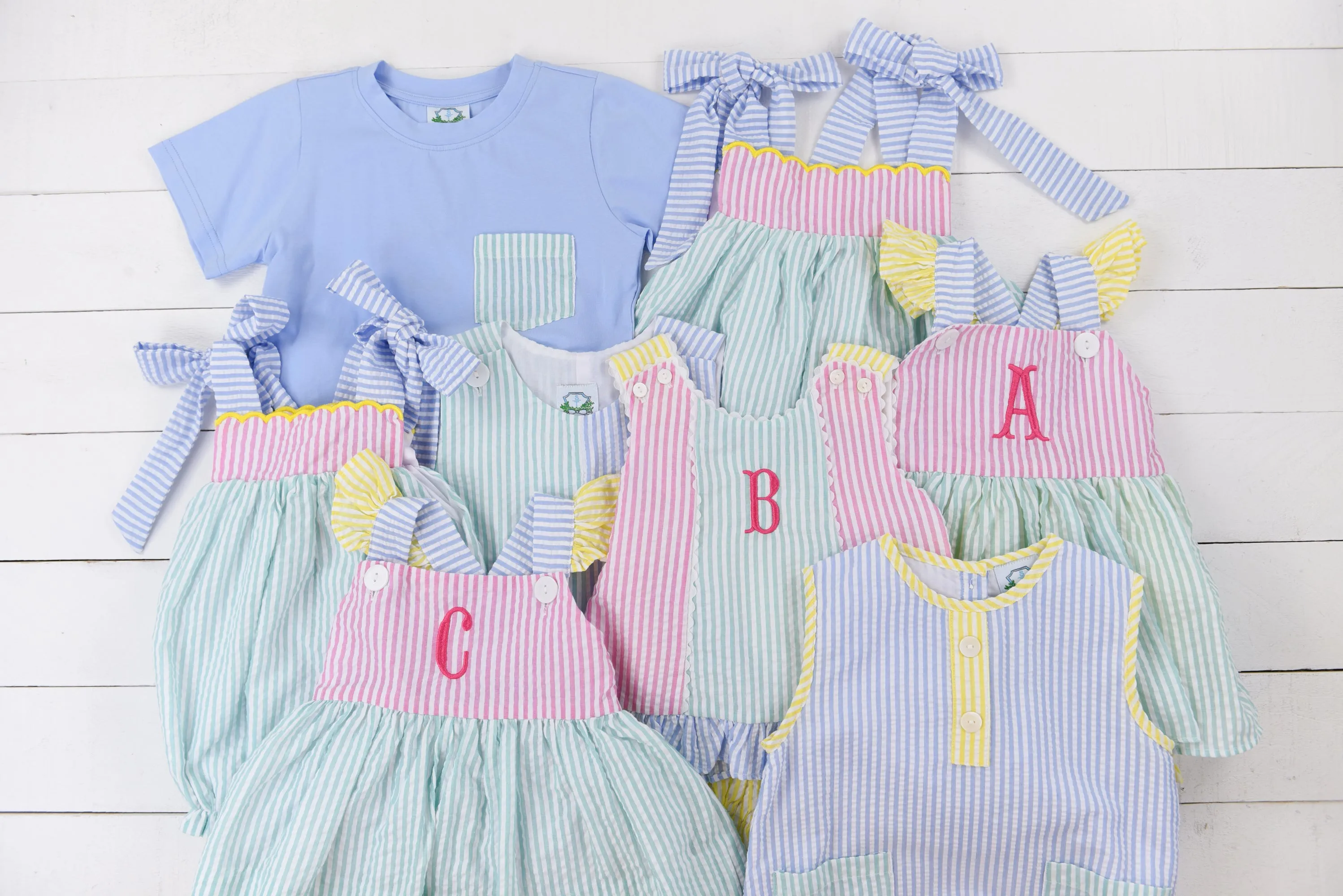 Seersucker Colorblock Girls Bubble