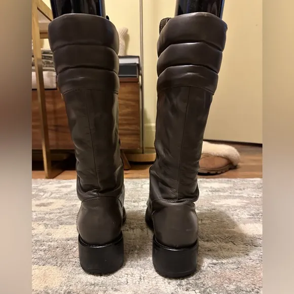 Seven for all Mankind Genuine Leather lace up boots, grey, tan laces. Size 38