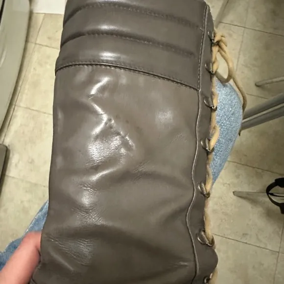Seven for all Mankind Genuine Leather lace up boots, grey, tan laces. Size 38