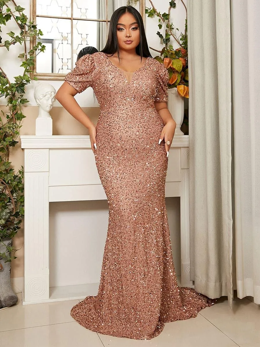 Short Sleeve Sequin Mermaid Dress PXJ901