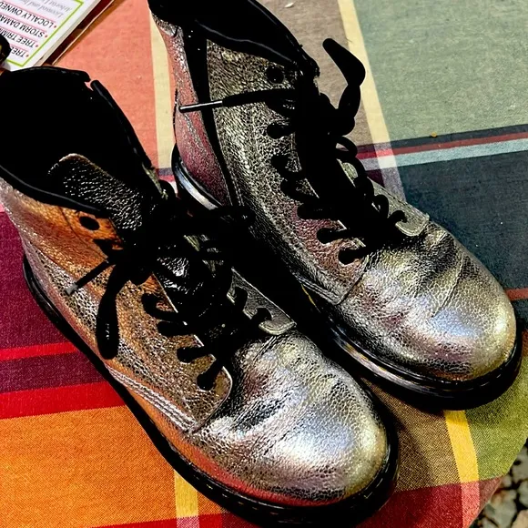 Silver Doc Martin Boots Size 3
