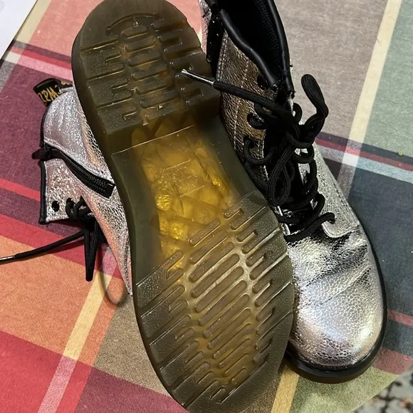 Silver Doc Martin Boots Size 3