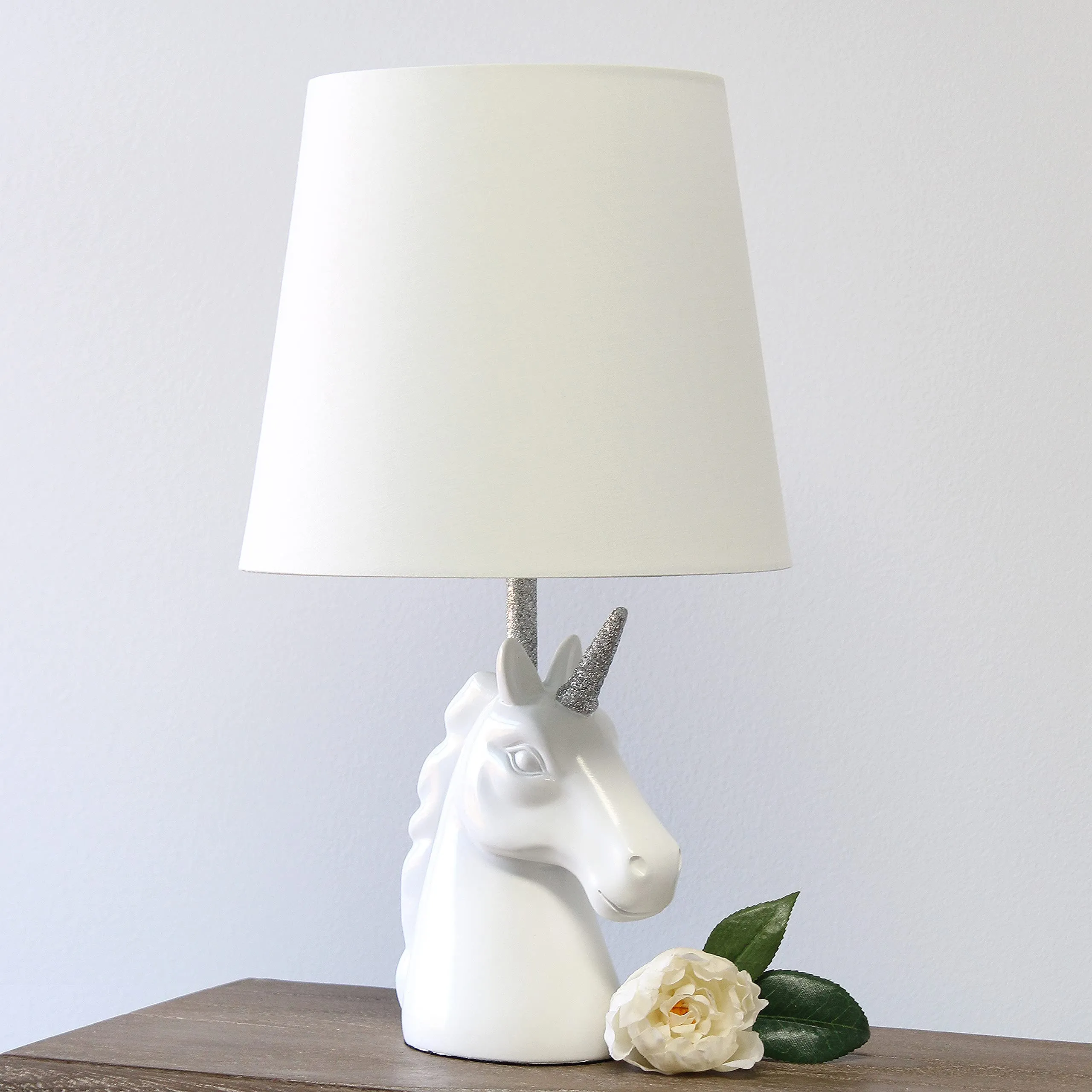 Simple Designs LT1078-BLU-LB 15.5" Sparking Glitter Unicorn Table Lamp