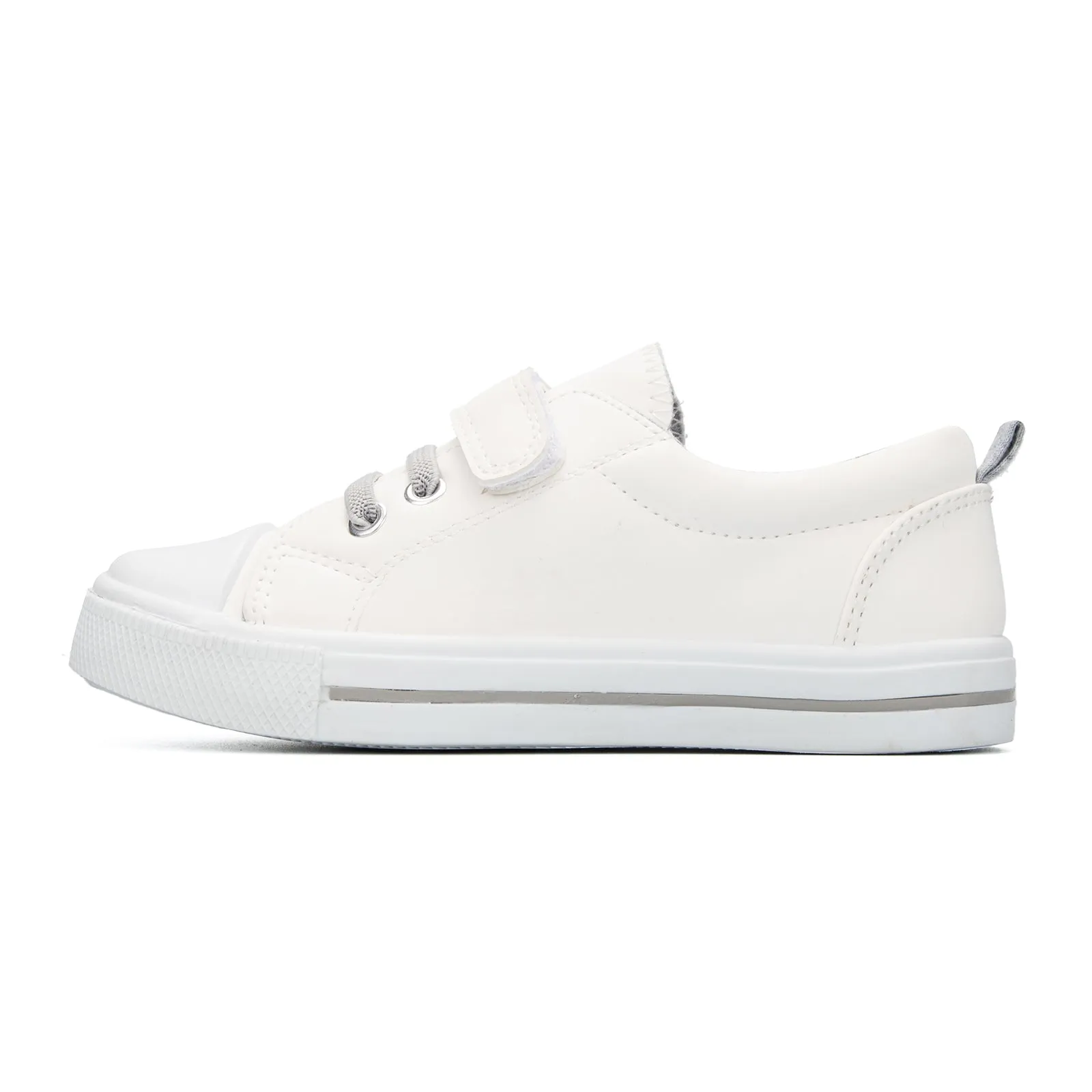 Single Hook and Loop Sneakers White/Black/Grey