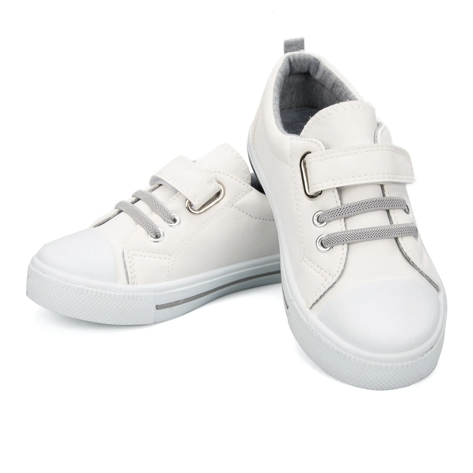 Single Hook and Loop Sneakers White/Black/Grey