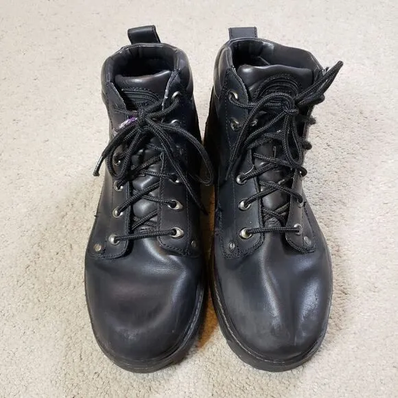 Skechers Y2K Pilot Utility Black Leather Chunky Boots Men 12 Extra Wide 4473EW