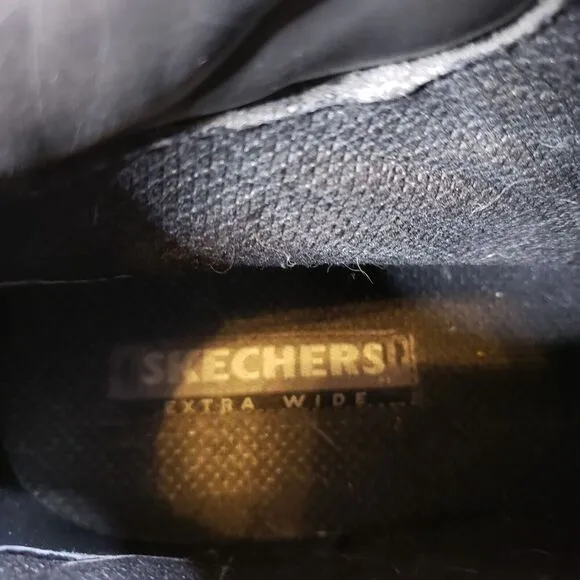 Skechers Y2K Pilot Utility Black Leather Chunky Boots Men 12 Extra Wide 4473EW
