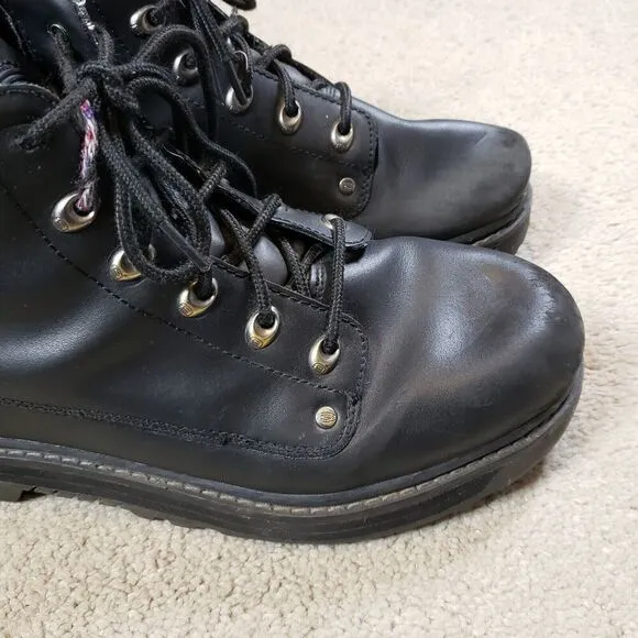 Skechers Y2K Pilot Utility Black Leather Chunky Boots Men 12 Extra Wide 4473EW