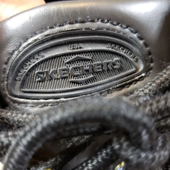 Skechers Y2K Pilot Utility Black Leather Chunky Boots Men 12 Extra Wide 4473EW