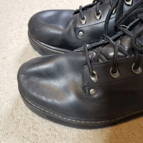 Skechers Y2K Pilot Utility Black Leather Chunky Boots Men 12 Extra Wide 4473EW
