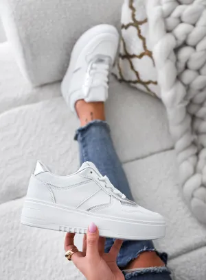 Sneakers con inserti glitter argento