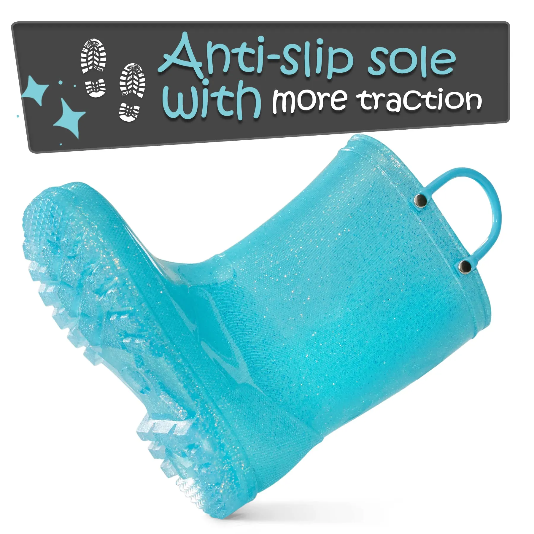 Solid Color Glitter Non-Slip Rubber Rain Boots