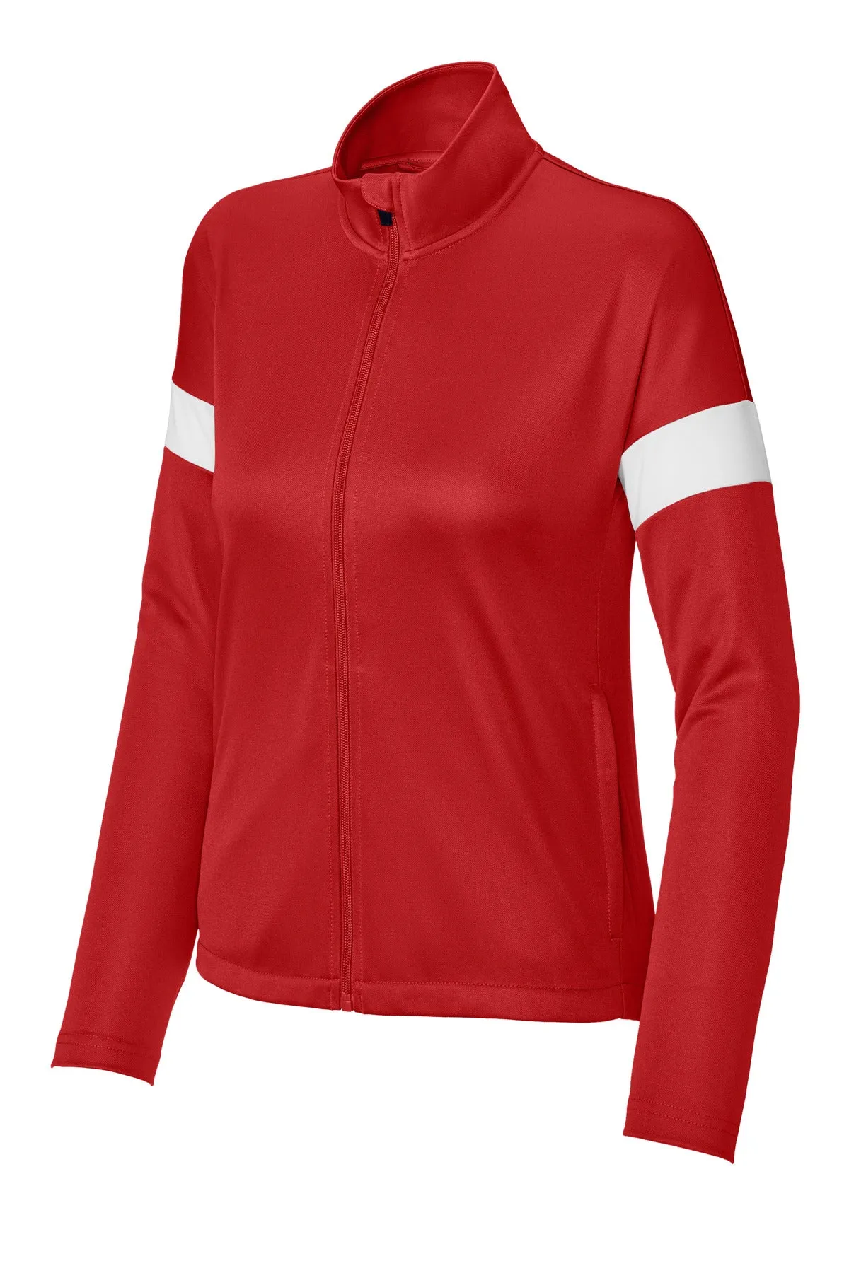 Sport-Tek Women's Travel Full-Zip Jacket LST800 Deep Red/ White